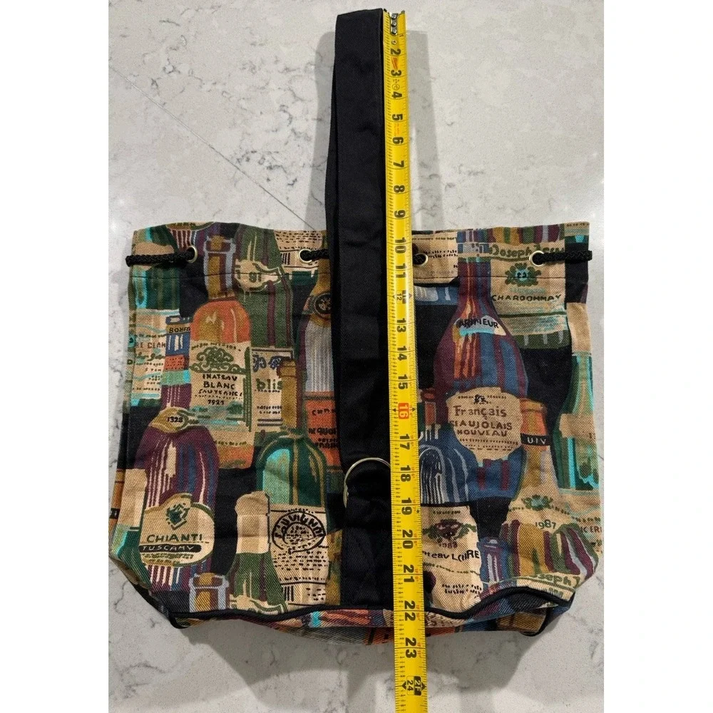 Vintage 90s Wine Bottle Tapestry‎ Tote Bag Chianti Tuscan Grannycore Picnic Boho